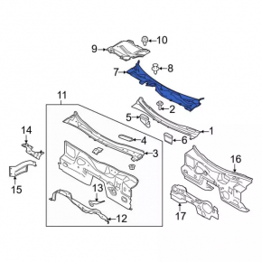 Решетка дворников пластик Ford Mustang mk6 18-23