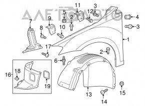 Подкрылок передний левый задняя часть VW Golf 15-21
