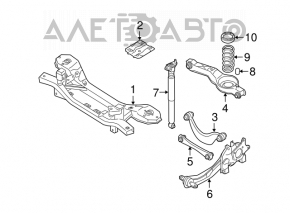Цапфа задняя левая Mazda3 2.3 03-09 с рычагом