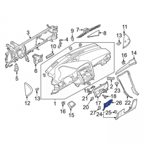 Накладка торпеды левая под управление светом Ford Fusion mk5 17-20 черная