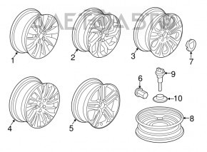 Диск колесный R19 x 8J ET55 Honda Accord 16-17 бордюрка