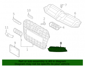 Решетка переднего бампера правая Audi A6 C7 16-16 хром молдинг