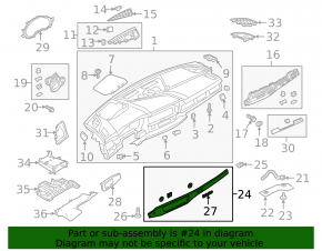 Накладка передней панели правая Audi A4 B9 17-25 серое дерево eiche grau natural, quattro