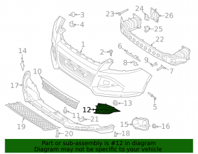 Решетка переднего бампера левая Ford Escape MK3 13-16 SE, глянец, хром