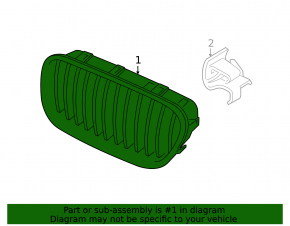 Grilă radiator dreapta BMW 5 F10 11-16 negru lucios, pachet Performance