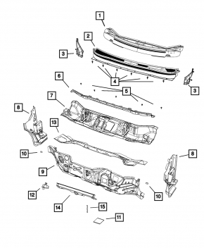 Решетка дворников пластик Jeep Cherokee KL 14-23