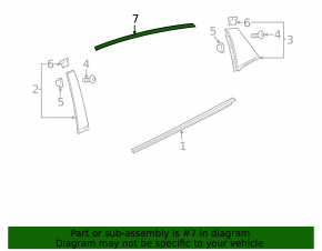 Молдинг двери верхний задний правый Chevrolet Malibu 16-23 хром, без уплотнителя стекла