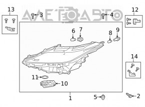 Фара передняя правая в сборе Lexus RX350 RX450h 20-22 LED 1 линза