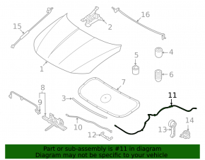 Трос открытия замка капота задняя часть Hyundai Tucson 22-26