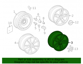 Диск колесный R19 Audi A3 8V 15-17 4d, 5d, 5 двойных спиц