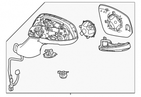 Зеркало боковое левое в сборе Toyota Sienna 21-26 подогрев, BSM