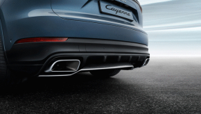 Накладка заднего бампера нижняя Porsche Cayenne 19-26 хром без фаркопа