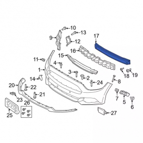 Усилитель переднего бампера Ford Mustang mk6 15-23 под крюк