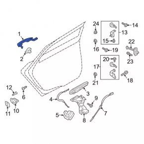 Ручка двери внешняя передняя левая Ford Edge 15-24 keyless с хромом Titanium