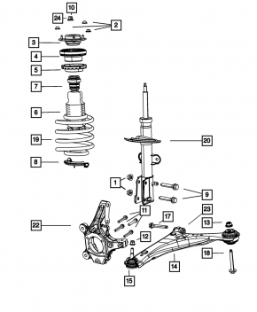 Braț de control inferior, față dreapta, Dodge Grand Caravan 11-20