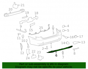 Bornă bară spate Lexus LS460 10-12 neagră