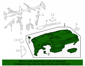 Торпедо передняя панель без AIRBAG Lexus RX350 16-19 черная