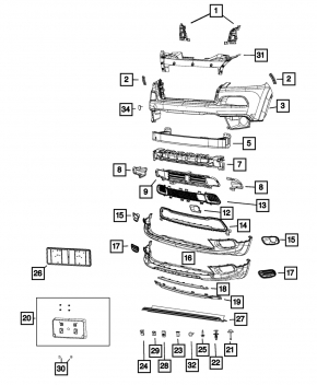 Кронштейн накладки переднего бампера Jeep Cherokee KL 14-18
