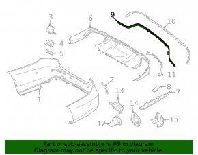 Молдинг заднего бампера центральный Mercedes W213 E 17-20 хром, AMG pkg