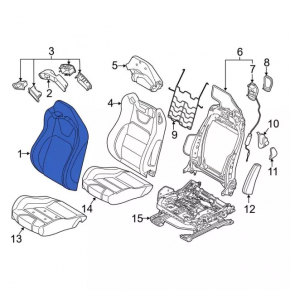Водительское сидение Ford Mustang mk6 15-23 без airbag купе GT 50th Anni элект кожа черн стрельн