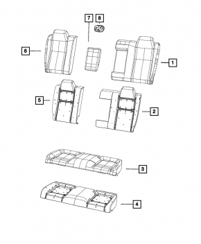Задний ряд сидений 2 ряд Dodge Challenger 15-23 кожа, черный