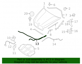 Трос открытия замка капота BMW X5 X6 E70 E71 07-13 передняя часть