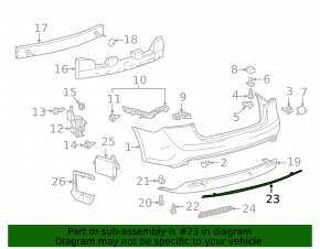 Молдинг заднего бампера Toyota Avalon 13-18 полез хром