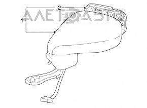 Зеркало боковое правое в сборе Lexus LS460 LS600h 07-09 дорест