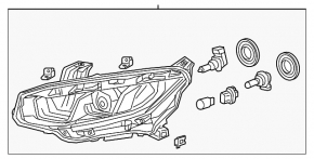 Фара передняя левая Honda Civic X FC 19-19 LED 4d, сoupe