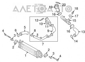 Патрубок интеркулера левый первый Volvo XC90 16-22 T5, T6