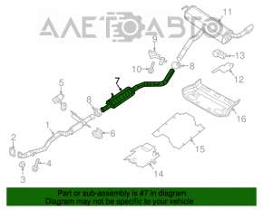 Выпускная трасса средняя часть Jeep Cherokee KL 14-22 2.4 fwd