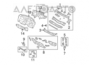 Поддон дворников металл Chrysler 200 4d 11-14