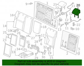 Подголовник 2 ряда левый VW Passat b7 12-15 USA кожа сер