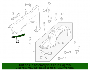 Брызговик переднего подкрылка правый Subaru Impreza WRX GH 08-11