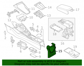 Накладка центральной консоли задняя Audi A3 22-26 черная, надломано крепление