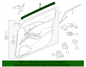 Уплотнитель стекла внутренний передний левый Honda Civic XI FE/FL 22-26
