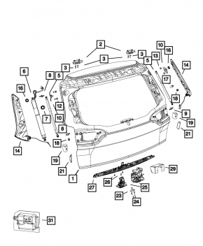 Отбойник двери багажника Jeep Compass 17-26