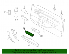 Накладка управления стеклоподъемником передним правым BMW 4 F32/33-20 14-20 кабрио, Coupe, черная