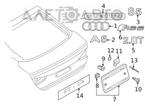Эмблема надпись quattro Audi A4 B8 13-16 рест седан, черная