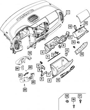 Перчаточный ящик, бардачок Fiat 500L 14-19 черный