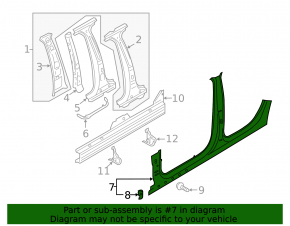 Стойка кузова центральная левая Audi A3 8V 15-20 4d, 5d