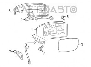 Зеркало боковое правое в сборе Mazda CX-9 16-17 7 пинов, поворотник, подогрев, BSM