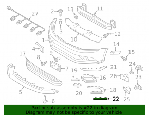 Se introduce în grila laterală a barei de protecție față, dreapta VW Jetta 16-18 USA Wolfsburg