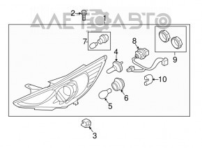 Фара передняя правая Hyundai Sonata 11-14