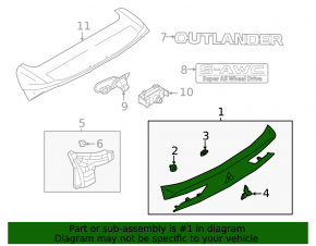 Накладка двери багажника Mitsubishi Outlander 22-26