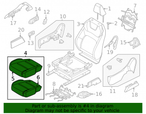 Scaun pasager Nissan Ariya 23-26 cu airbag, electric, încălzit, piele întoarsă neagră cu inserție din Alcantara