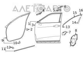 Дверь в сборе передняя левая Toyota Venza 21-24 графит 1K9, keyless, тычка