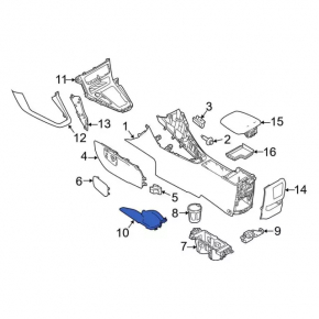 Накладка ручника центральной консоли Ford Focus mk3 15-18 рест, черн, с обшивкой