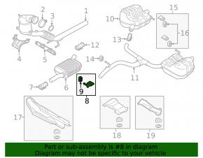 Кронштейн глушителя передний Audi A3 8V 15-20 4d 2.0T