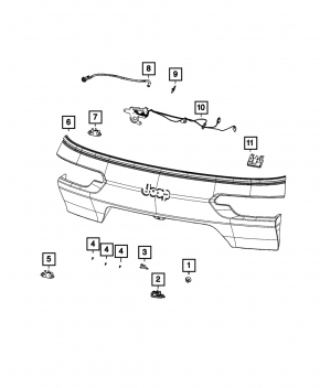 Ornament inferior hayon pentru Jeep Grand Cherokee WL 22-26 sub șaiba camerei